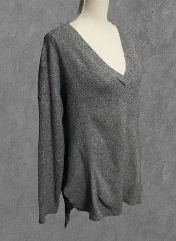 Olive & Oak | Light Gray V-Neck Ribbed Notch Pullover Sweater Size L