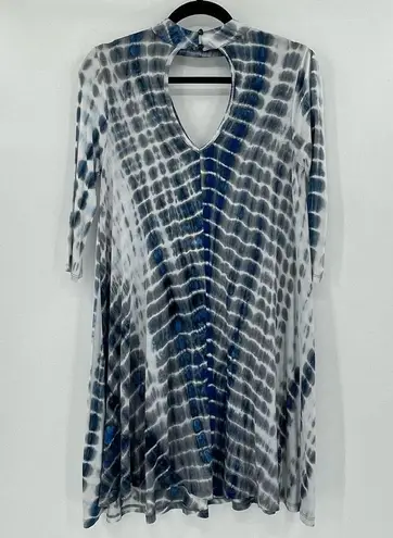 Heart soul Shibori Print Front & Back Keyhole Tunic Top Dress, Size Small