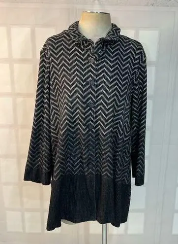 John & Mark Black Geometric Button Down Long Sleeve Cardigan Sweater Size XL Gray