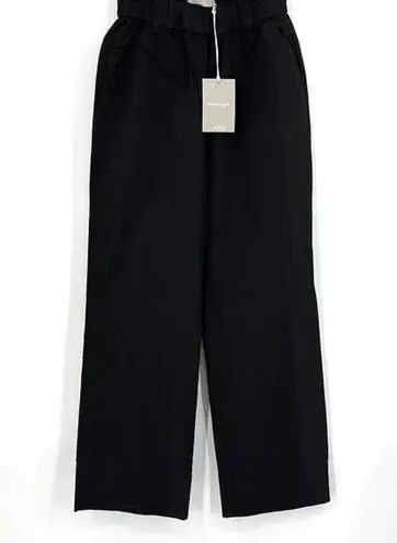 Everlane NWT  Black Wide Leg Organic Cotton Relaxed Elastic Waist Pants Size XS