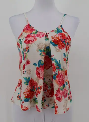 Floral Split Back Cami Top Tropical Coconut Girl Beachy Summer Ibiza Size M Size M