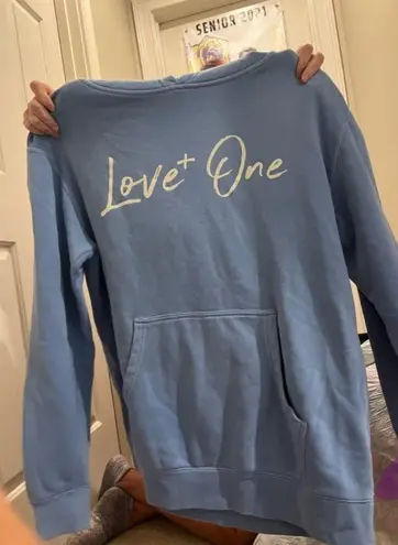 Love One International Hoodie Sweatshirt Size Large Blue