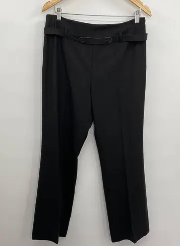 Akris Punto Wool Trousers High Rise Straight Leg Pleated Leather Belt Size 12