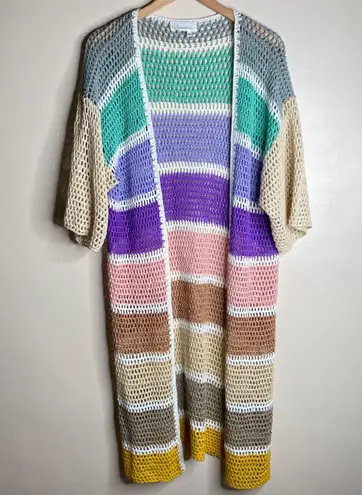 Anthropologie Colorblock Crochet Cardigan