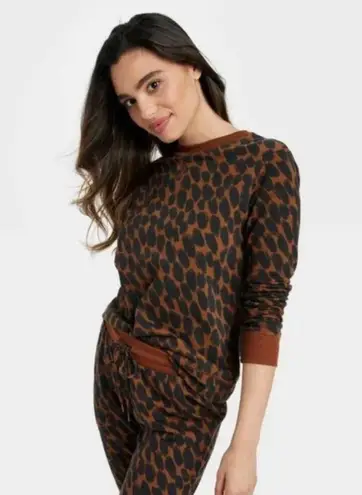 Stars Above Animal Leopard Print Soft Fleece Sweatshirt - Dark Brown Size XS
