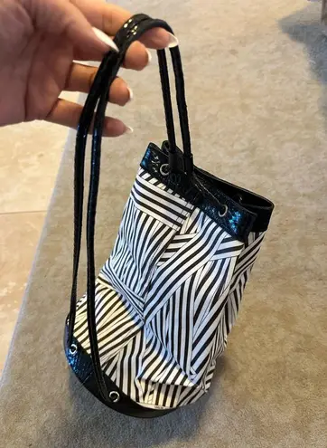Henri Bendel BUCKET BAG BACKPACK CANVAS AND SNAKESKIN BAG WITH SHOPPING BAG