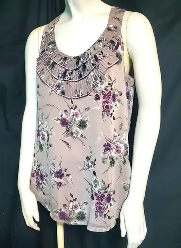 Covington Gray & Purple Floral Tank Top (M)