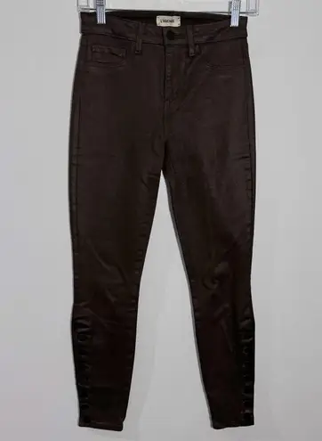 L'Agence Piper High Rise Skinny Ankle Buttons In Espresso Coated Size 25 - Image 3