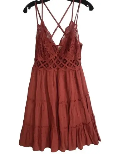 Brand New In Bohemian Burnt Orange Skater Dress Size S