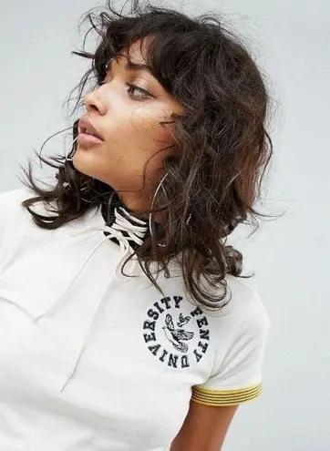 Puma X Fenty University Cropped Vintage Tee in Cream Large Rhianna Baby Tee