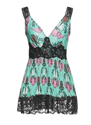 Paco Rabanne light green cami satin with lace details size 6