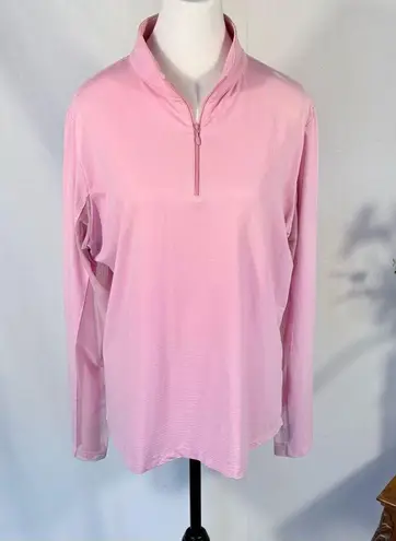 IBKUL Textured Solid UPF50+ 1/4 Zip Long Mesh Sleeve Sun Shirt in Soft Pink~XL💛 Pink