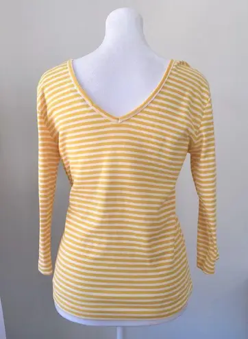 Esprit Vintage Y2K Yellow & White Striped Long Sleeve T-Shirt