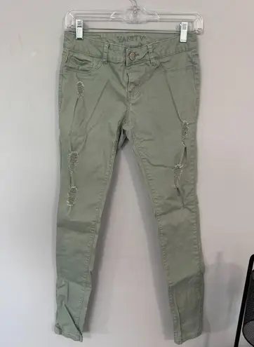 VANITY Light Muted Green Distressed Jean Leggings Jeggings Women’s Size Medium