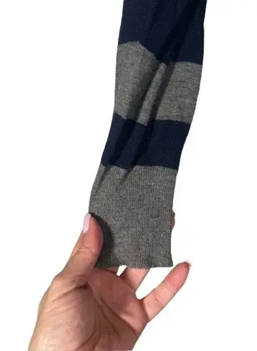 Cecico Gray & Navy Blue Striped Long Sleeve Button Front Knit Sweater Women Sz S