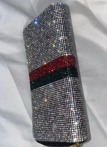 Zip around wallet BEAUTIFUL CLEAR RHINESTONES sparkling wallet Silver