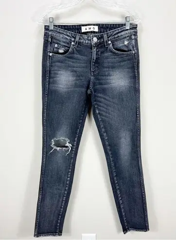 AMO Stix Vixen Destroy Distressed Gray Jeans Revolve Size 28 Black
