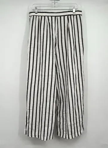 St Tropez West Womens M Linen Blend Pants Striped Relaxed Vacation Cruise Beach White Size M