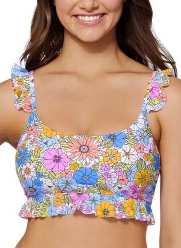 Raisin's Juniors Floral Lily Smocked Back Bikini Top