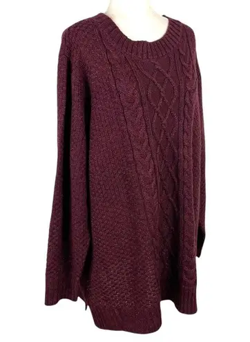 Lane Bryant  Cable Knit Shimmer Metallic Pullover Sweater in Purple Size 22/24