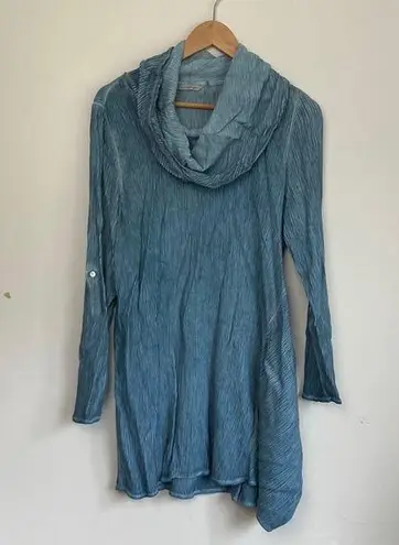 Soft Surroundings | Blue Asymmetrical Hem Cowl Neck Top sz large