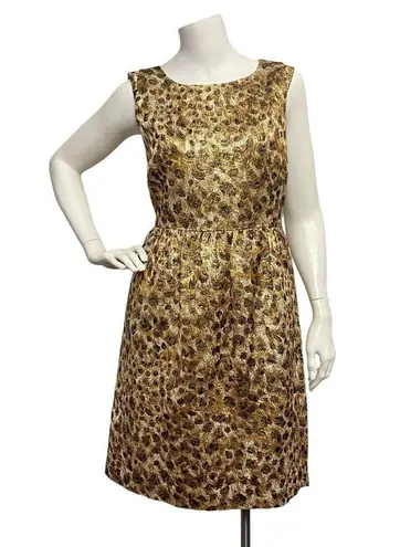 J.Crew  Women's Sz 4 Golden Brown Sheath Dress Leopard Print Bow Preppy Casual