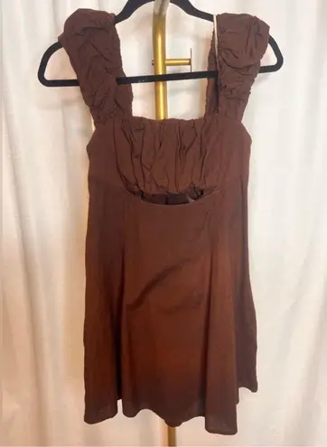 Free People  Bom Bom Island Mini Dress in Chocolate Love