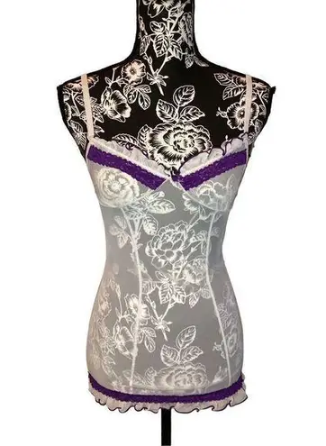 Baci Lingerie Night Gown Lace Sleepwear Sleep Dress Ruffles Purple Size undefined