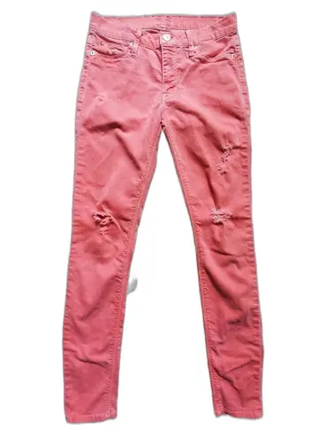 Hudson Los Angeles Pants Women 27 Peach Skinny Made In USA Distressed Shred