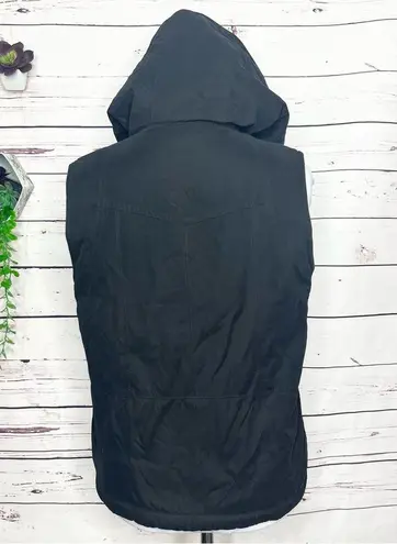 Dorothy Perkins Black Faux Fur Lined Hooded Zip Up Vest Size Medium