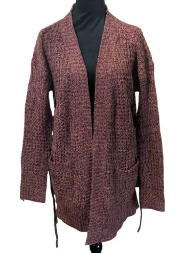 Harlow & Rose Cardigan M Maroon Open Knit Tunic Side Tie Lace Up Boho Brown Size M