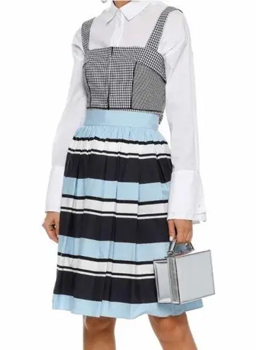 Dolce & Gabbana BLUE/WHITE STRIPED MIDI SKIRT