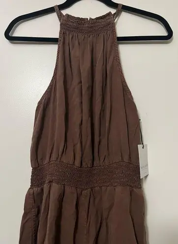 Bella Dahl Revolve /  Smocked Halter Romper in Cocoa Brown Size L