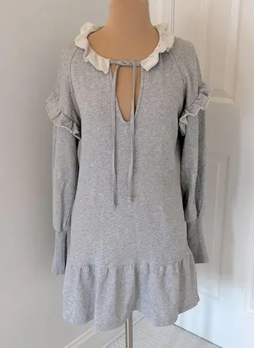 Something Navy Gray Ruffled Sweatshirt Dress