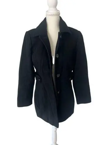 Anne Klein  Womens Black Button Peacoat Size Small