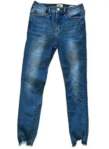 Simple Society Eco-Friendly Distressed Straight Leg Cropped Denim Blue Jeans