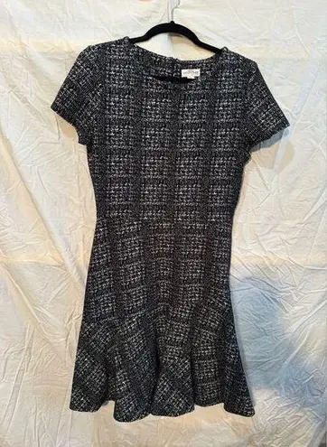 Maison Jules Black & White Dress Size Medium Twirl Skirt Flowy Elevated Office