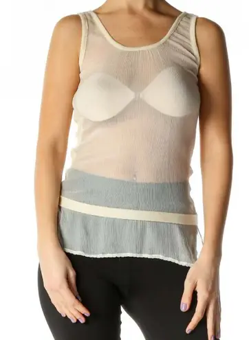Link Lux Beige Sweater Sheer Tank Top S