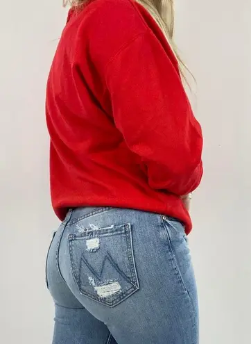 Vintage Turtleneck Sweatshirt With Ribbed Detailing Red Size undefined