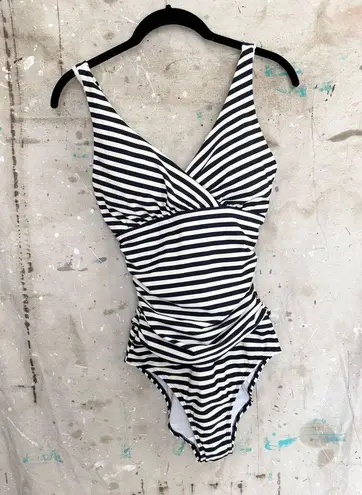 Boden Talamanca Striped One Piece Bathing Suit, Navy/ White Size 6