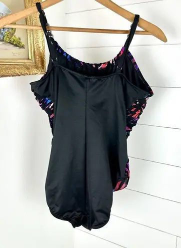Magicsuit Kaleidoscope Lisa High Neck Underwire One Piece Swimsuit Size 12 Black