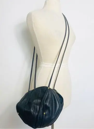 7CHI genuine leather round ball double strap crossbody bag NEW Black
