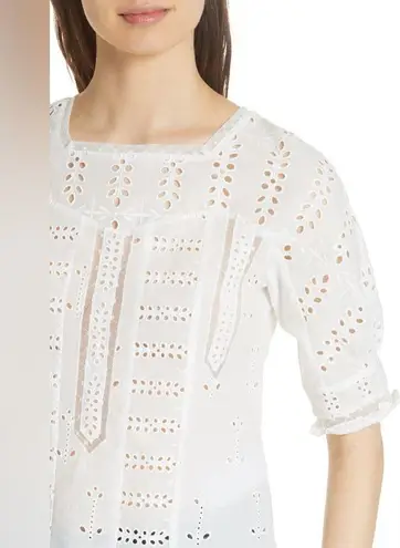 Maje  Loody Eyelet Short Sleeve Top in White Size 2 (Medium)