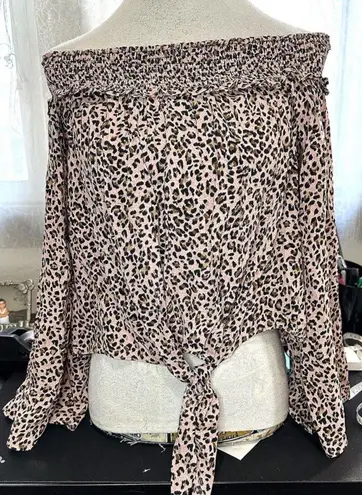 Free People Movement Free People Nwt Pink Leopard Tie-Front Blouse Top Shirt FP Movement