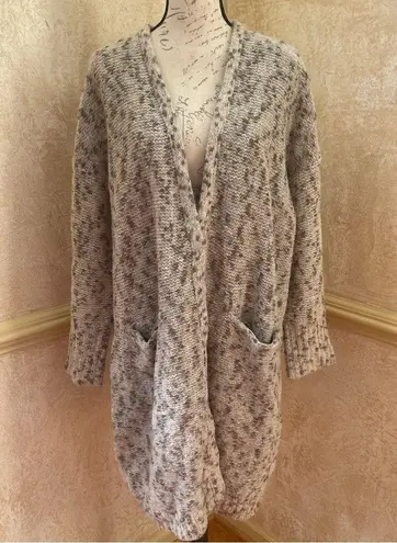 Inhabit Women's Sweater Cardigan Cream Knit Wool Blend Knit Oversized Sz Medium Tan