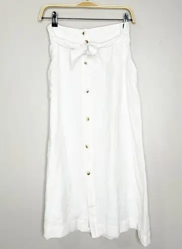 Brochu Walker  White Carpi Button Front Gauzy Midi Skirt Medium