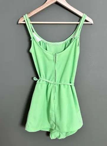 One Piece Vintage green  bathing suit/ play suit tie waist