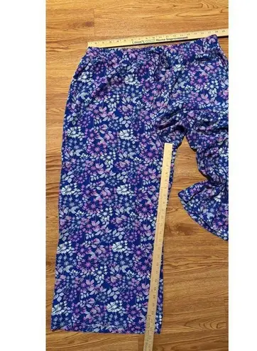 Muklucks MUK LUKS Dream Weave Wide Leg Cropped Lounge Pants Size XL Cobalt Floral