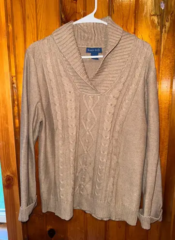 Karen Scott Women's Comfy Cable Knit Sweater Tan Long Sleeve Size Large