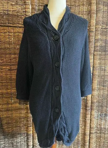 Calvin Klein Jeans  Black Long Cardigan Knitted Button Up Size M